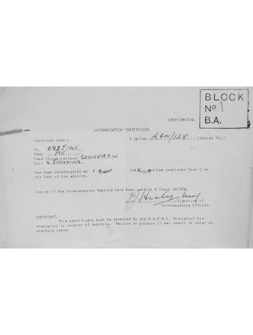 Chilvers, William Interrogation certificate