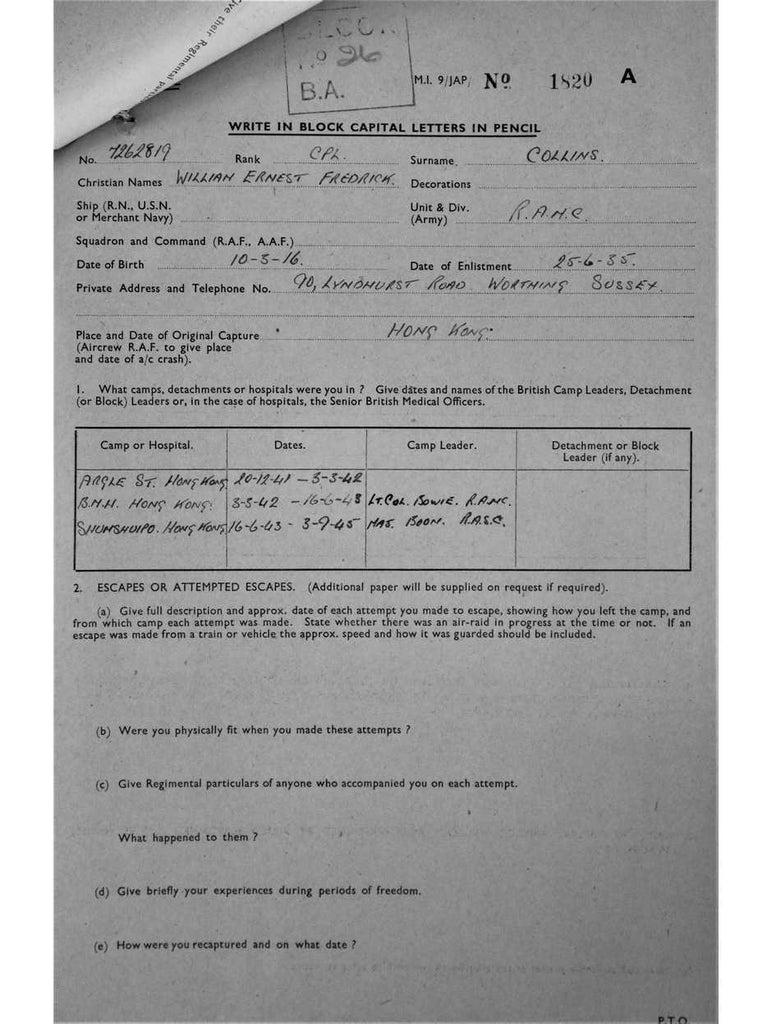 Collins, William Ernest Frederick