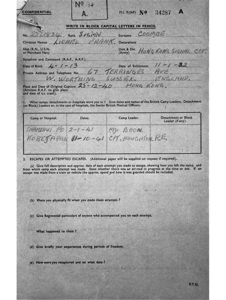 Coombe, Lionel Frank