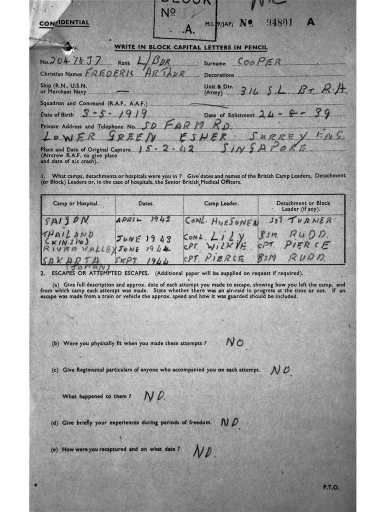 Cooper, Frederick Arthur DOB 3 5 1919