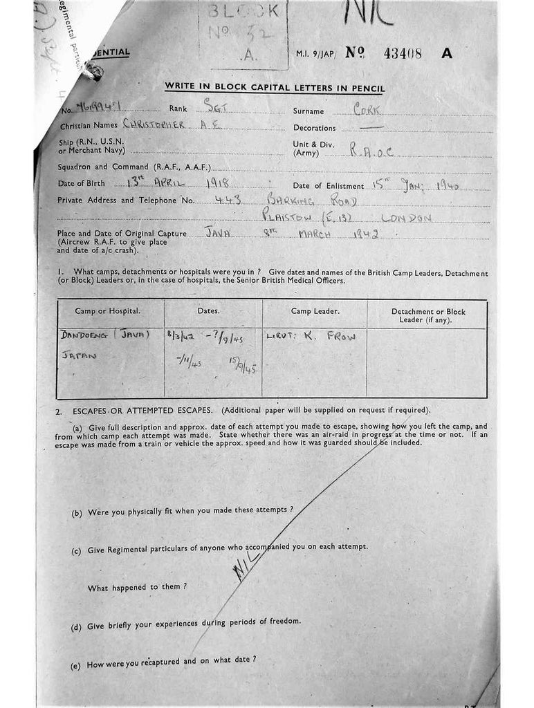 Cork, Christopher A E