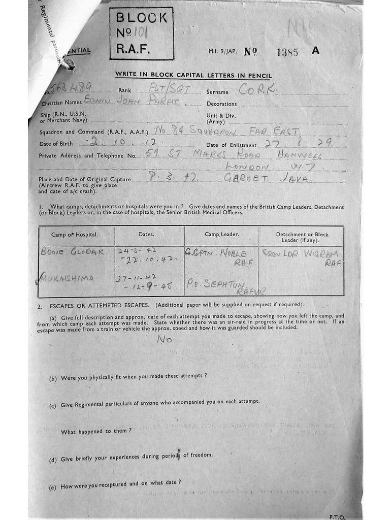 Cork, Edwin John Parfit