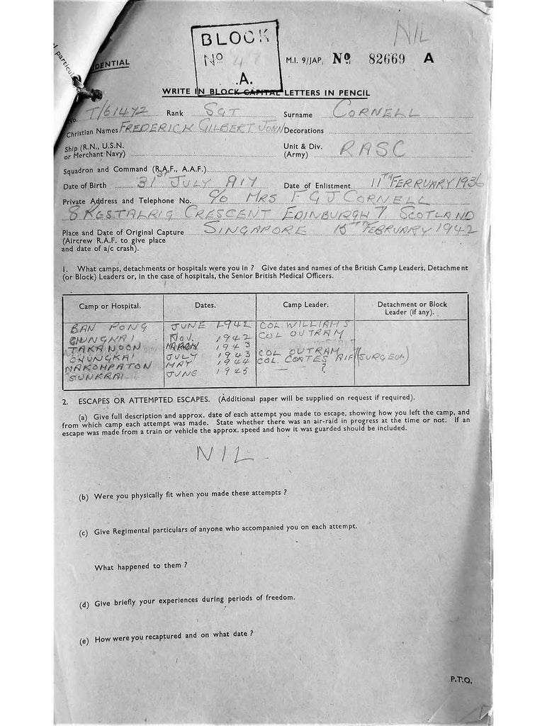 Cornell, Frederick Gilbert John