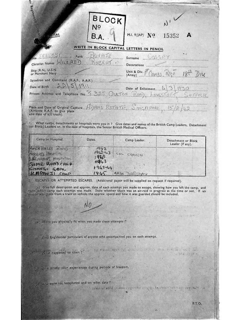 Cossey, Wilfred Robert