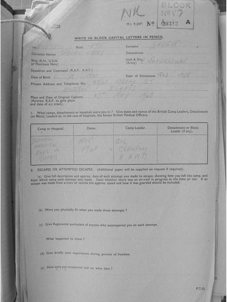 Green, Joseph Henry Warwickshire Rgt