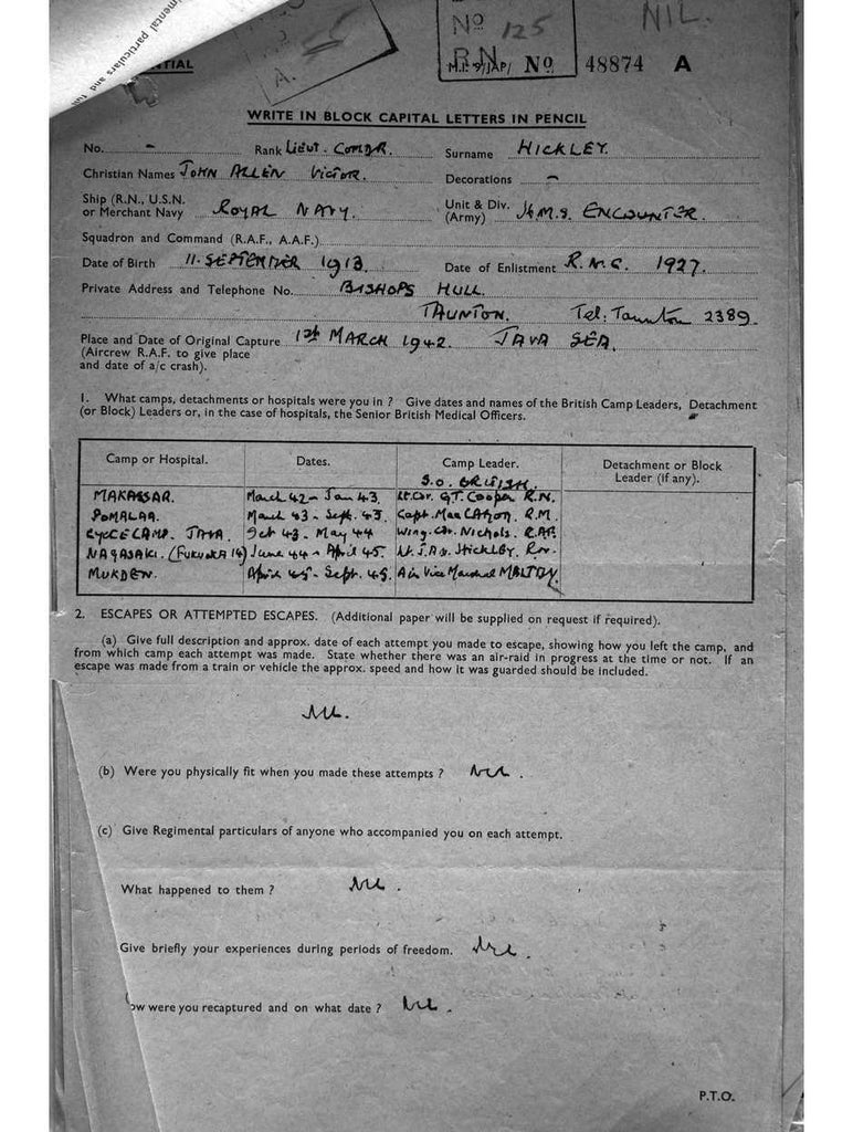 HICKLEY, John Allen Victor