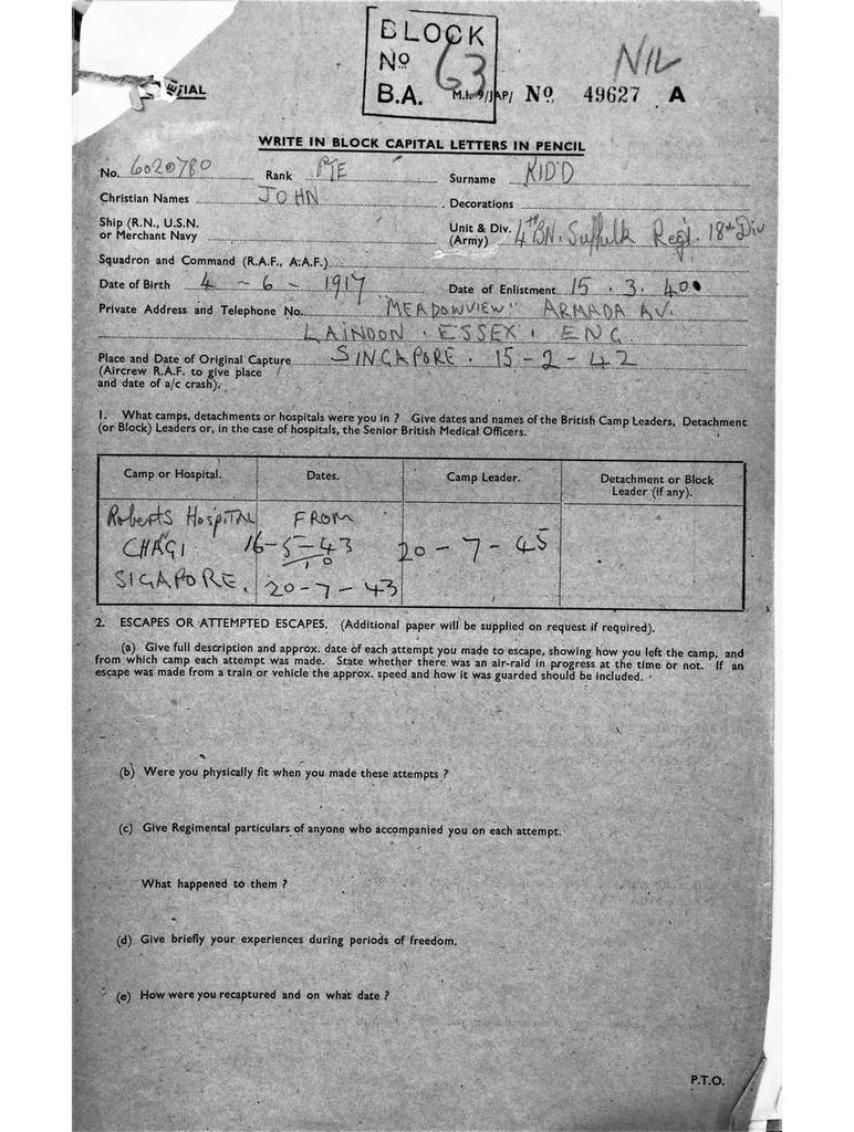 Kidd, John DOB 04 06 1917