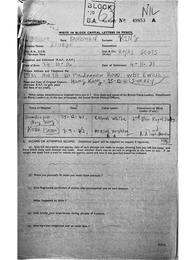 King, George DOB 24 10 1916