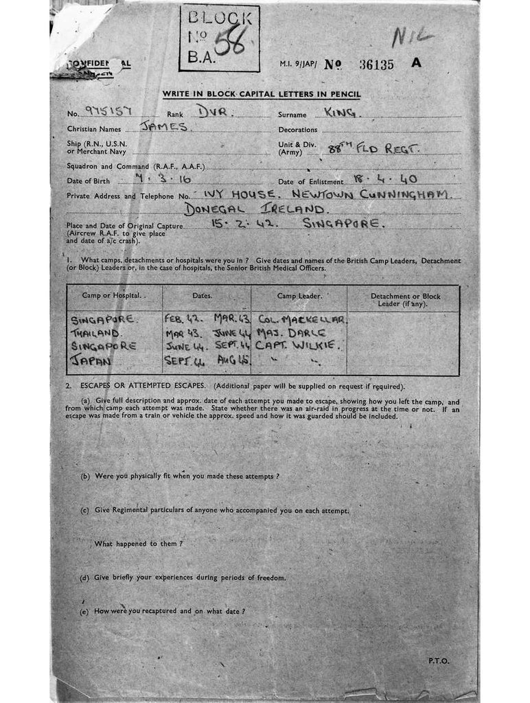 King, James DOB 07 03 1916