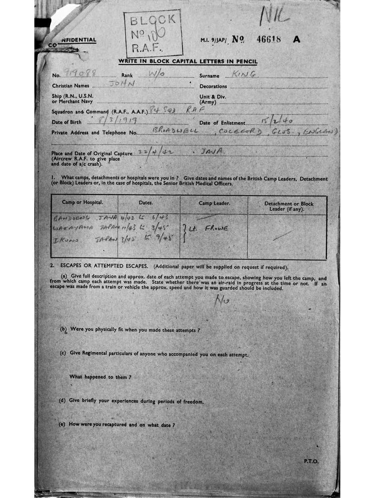 King, John DOB 08 03 1919