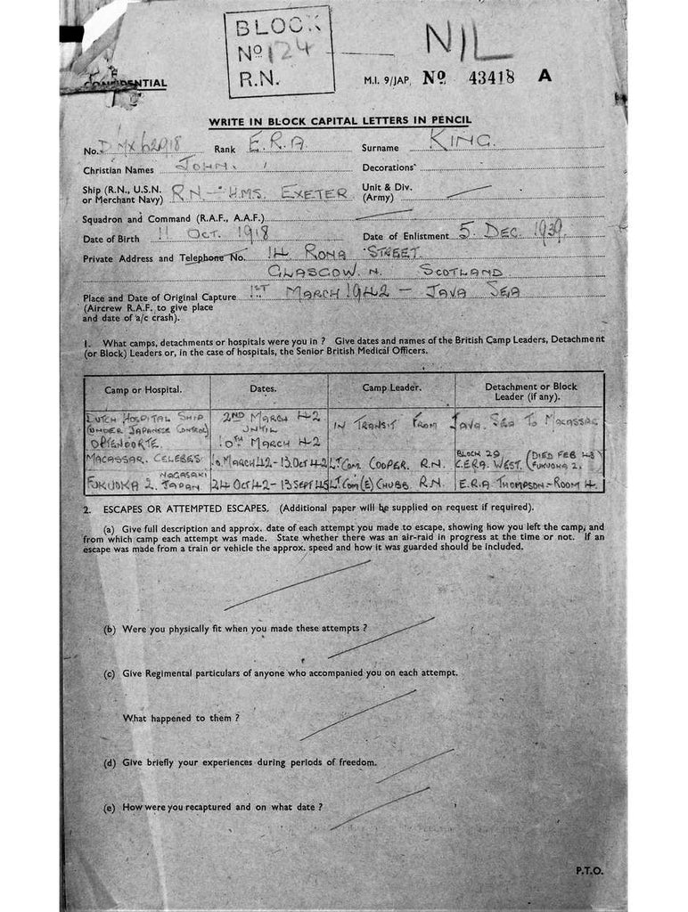 King, John DOB 11 10 1918