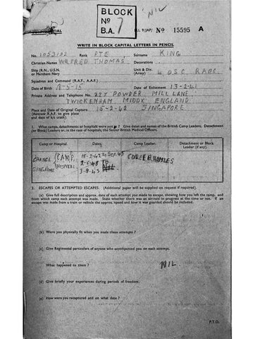 King, Wilfred Thomas DOB 18 05 1915