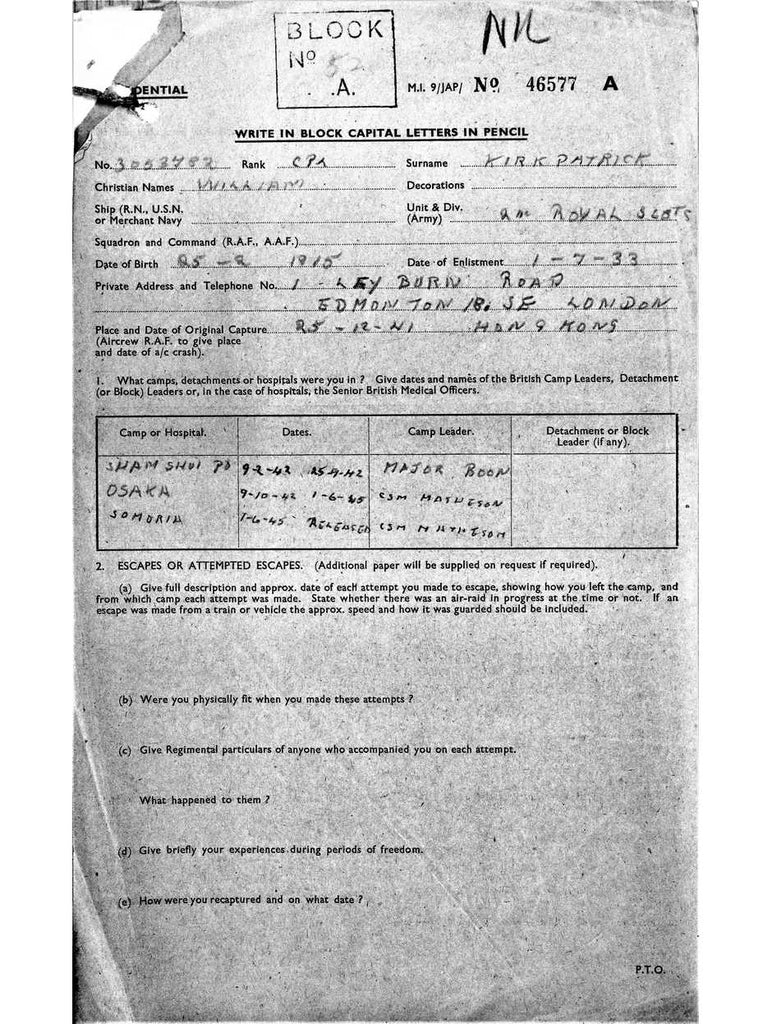 Kirkpatrick, William DOB 25 02 1915