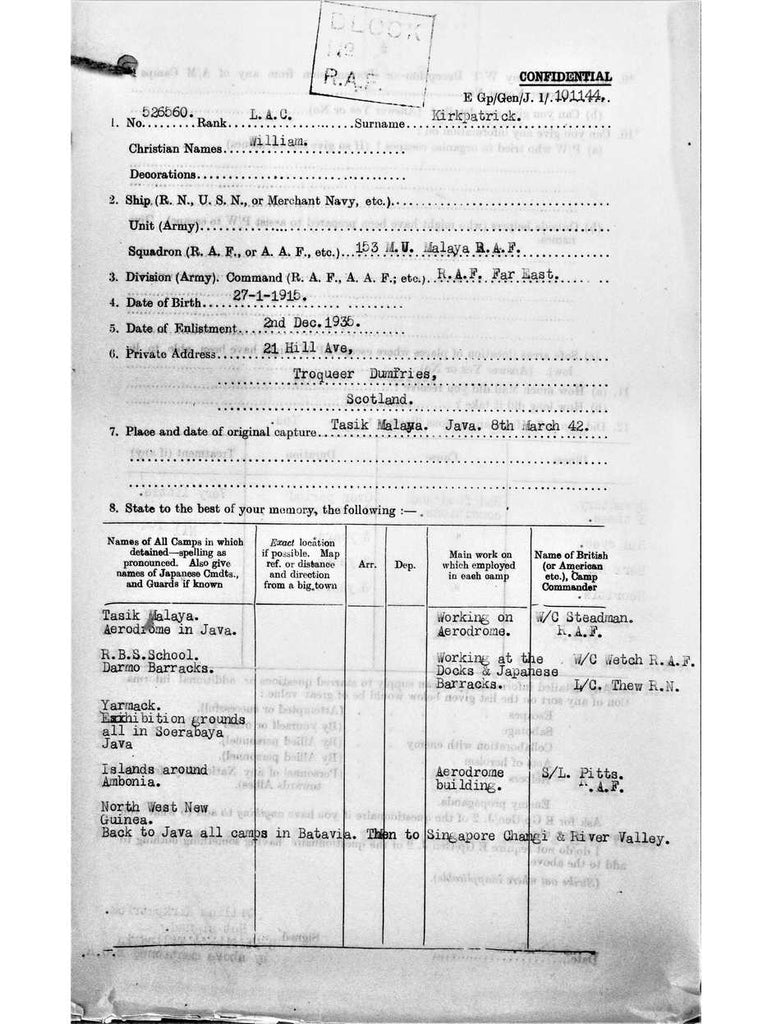Kirkpatrick, William DOB 27 01 1915