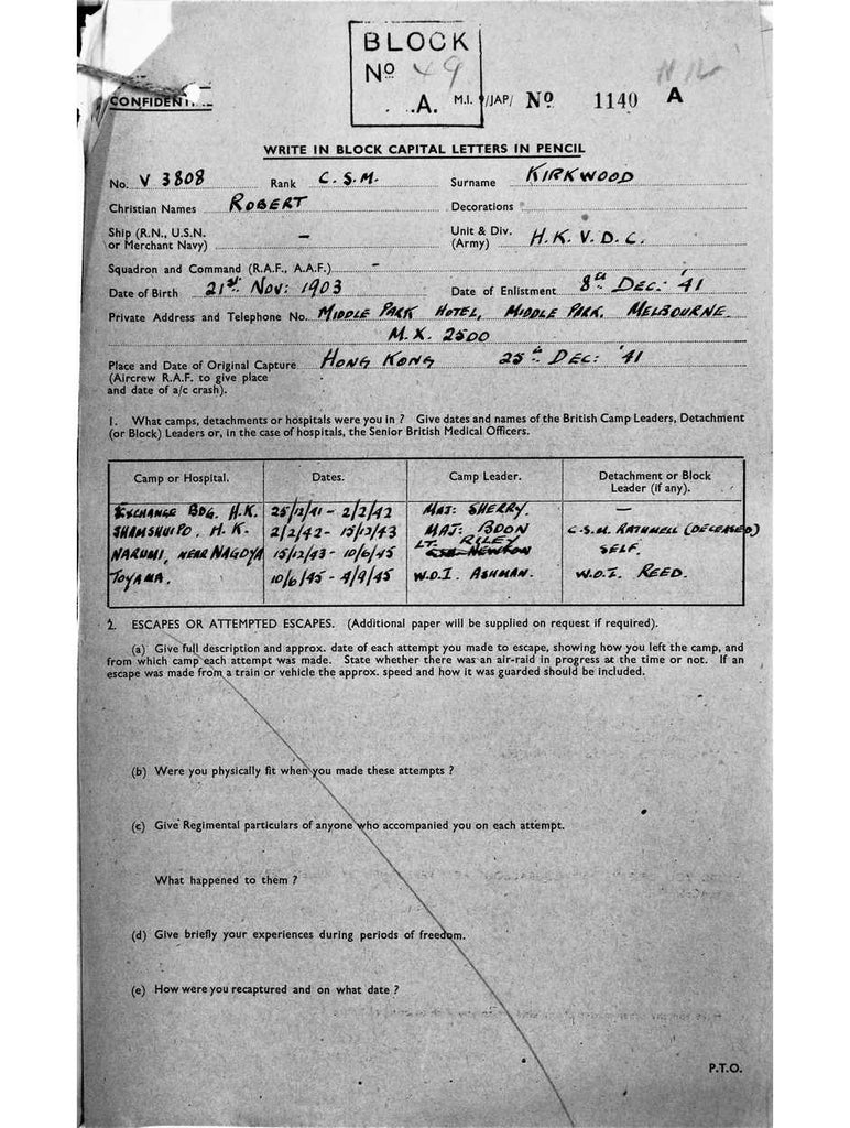 Kirkwood, Robert DOB 21 11 1903