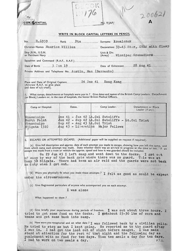 Kowalchuk, Maurice William