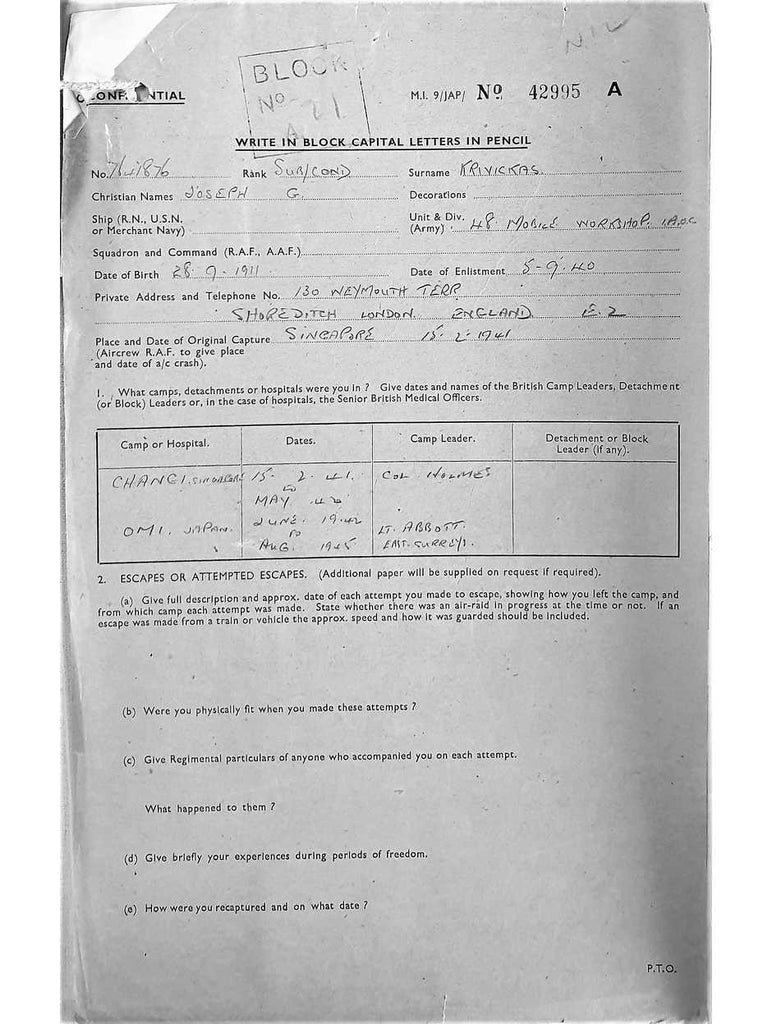 Krivickas, Joseph George