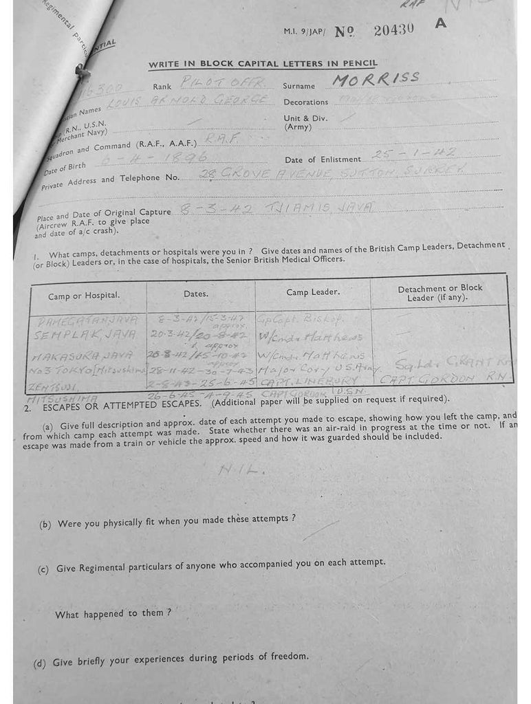 MORRISS, Louis Arnold George