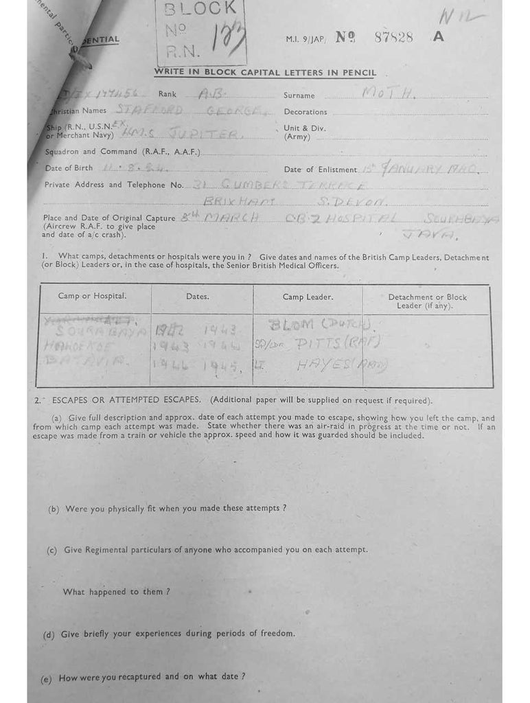 MOTH, Stafford George