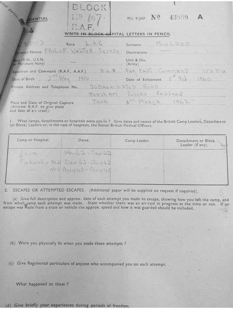 MOULDEN, Philip Walter George