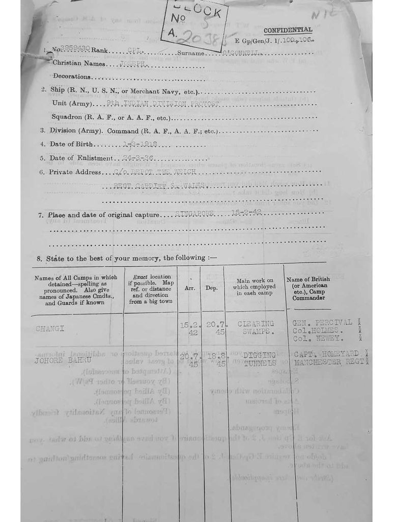 O'CONNELL, Joseph 3959430 2