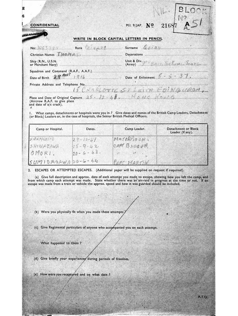 Quinn, Thomas DOB 28 08 1916