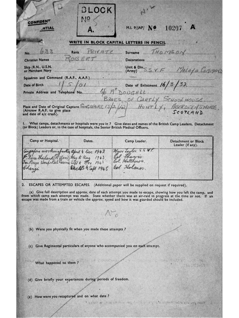 Thomson, Robert DOB 1 5 1901