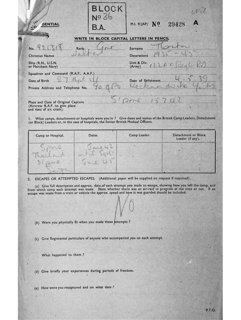 Thornton, Walter DOB 27 4 1914