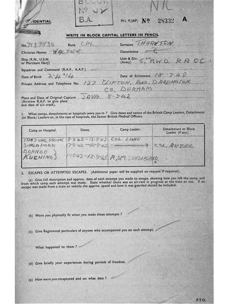 Thornton, Walter DOB 2 4 1914