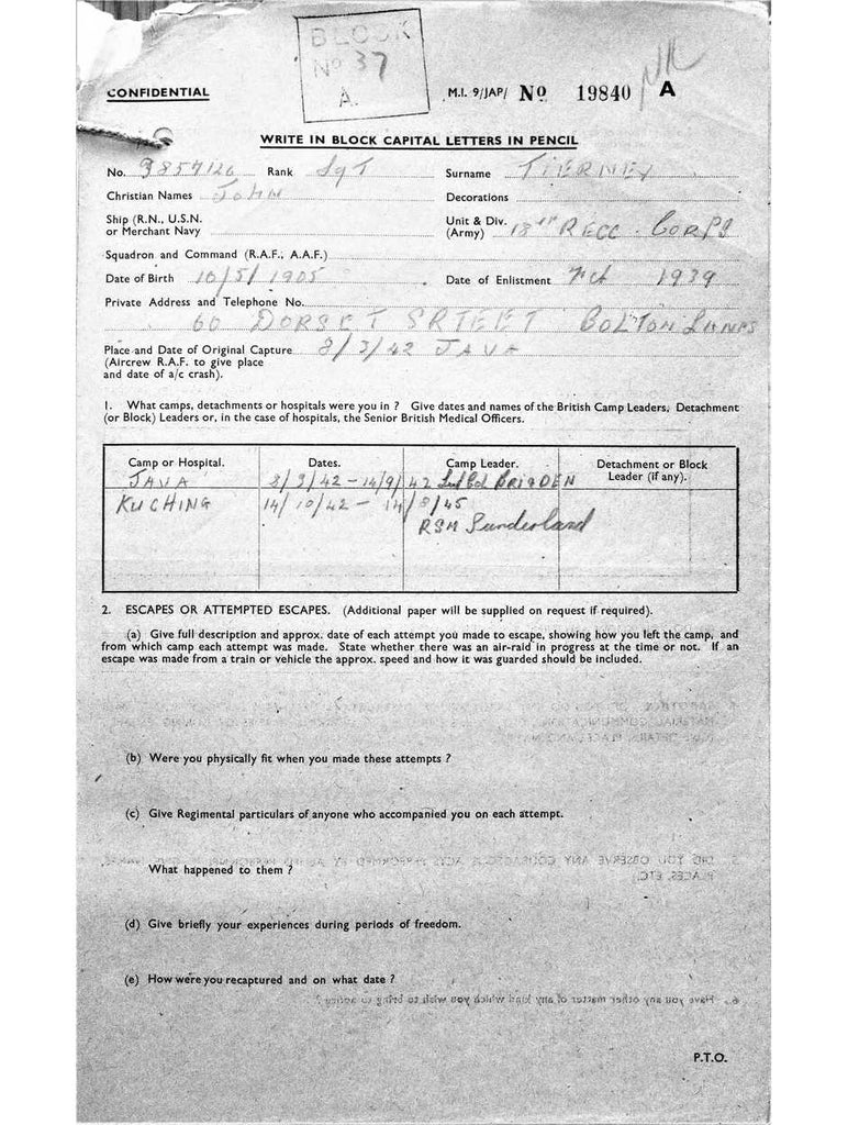 Tierney, John DOB 10 5 1905