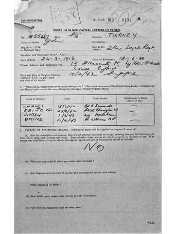 Tierney, John DOB 24 3 1916